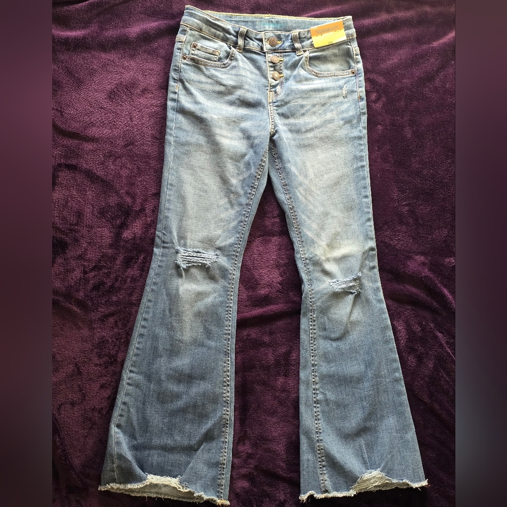 Light Blue Kids Flare Ripped Jeans
